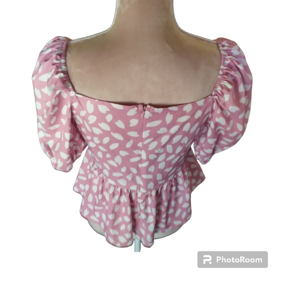 SHEIN| PINK 🩷 WHITE PEPLUM TOP SIZE M - Picture 5 of 8